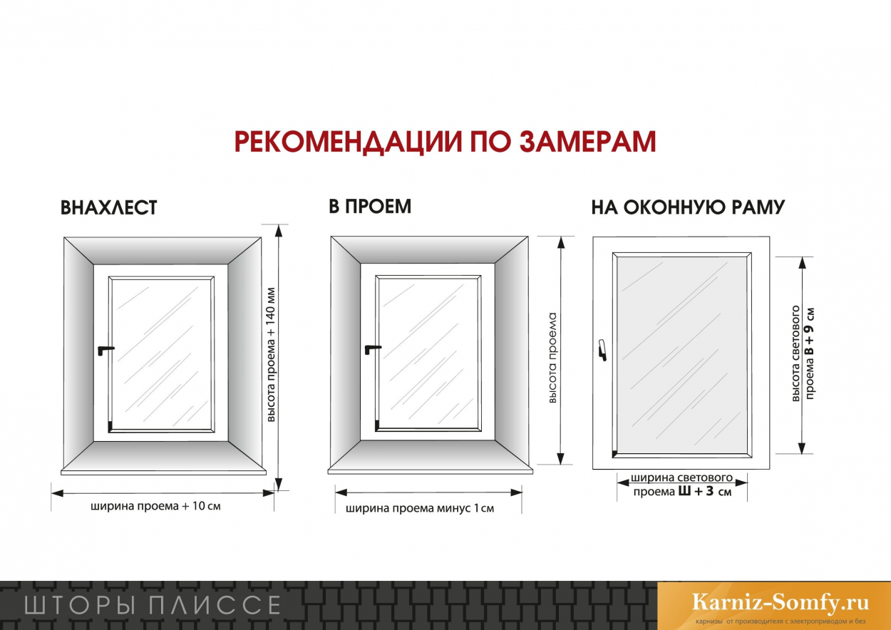  Рекомендации по замеру штор плиссе.