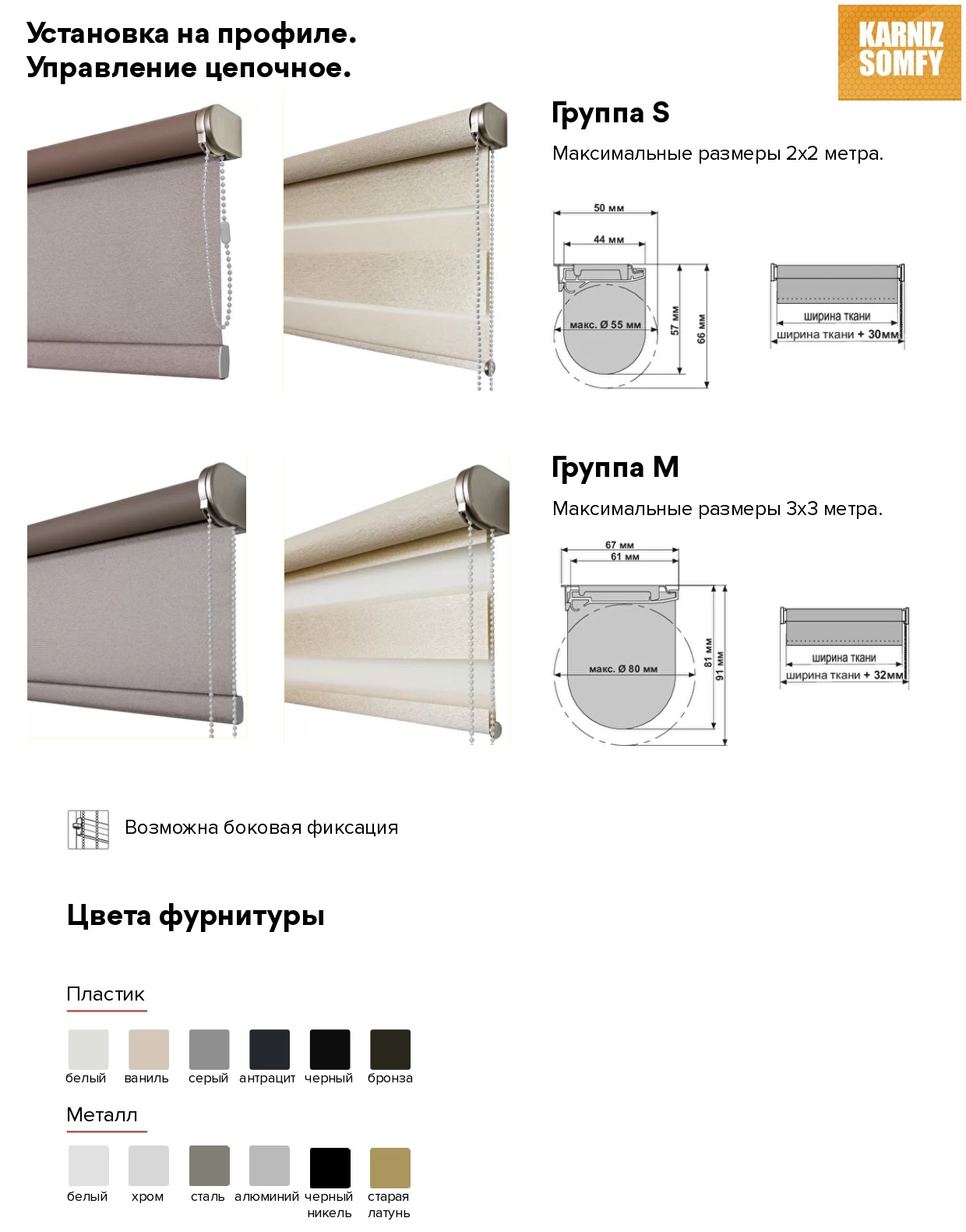 Установка на профиле. Управление цепочное.